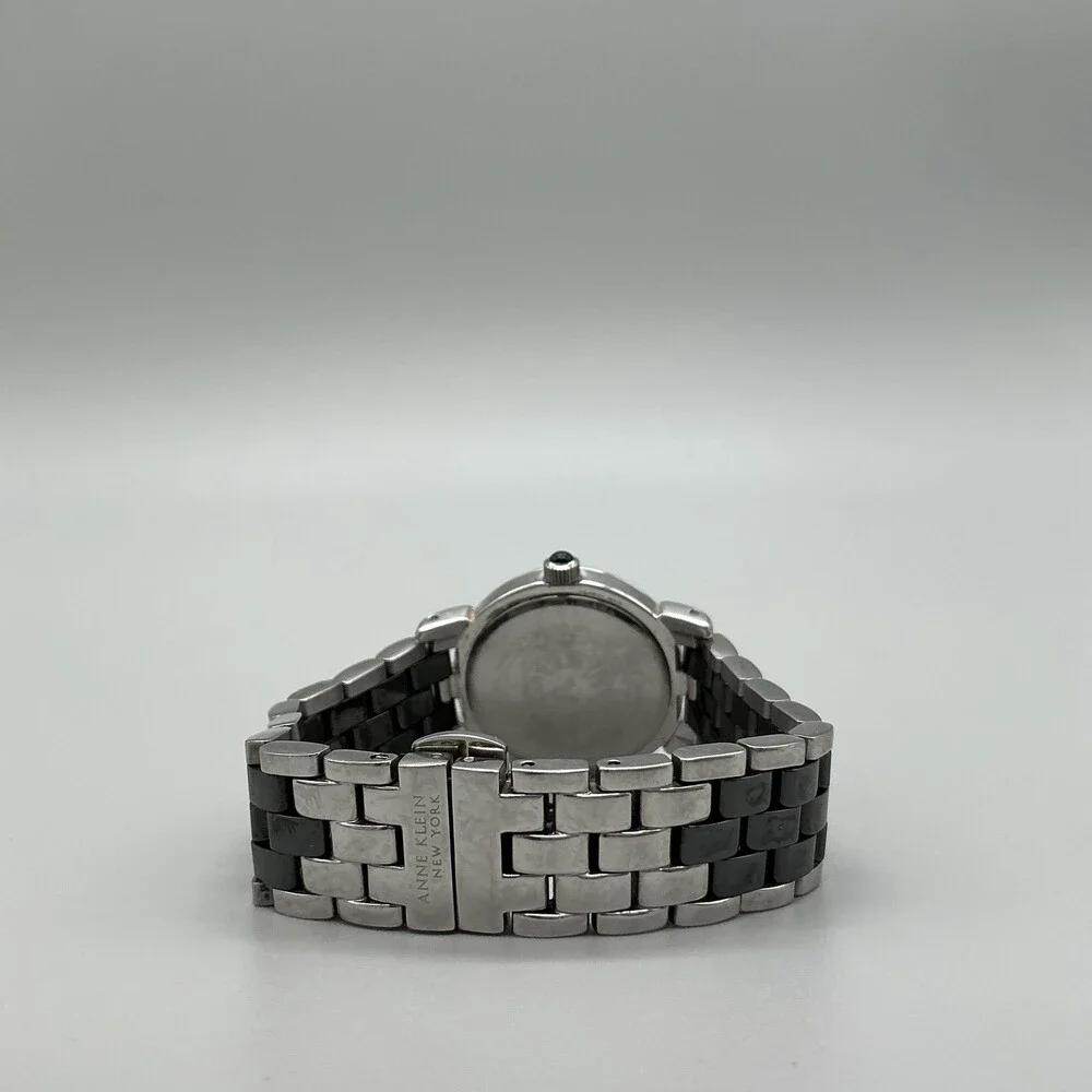 Anne Klein Womens Watch 30mm Black Dial Diamond Bezel Stainless New Battery 6.5